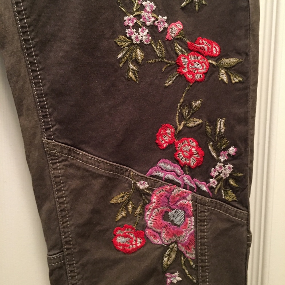 Anthropologie Embroidered Floral Pants - Picture 5 of 11